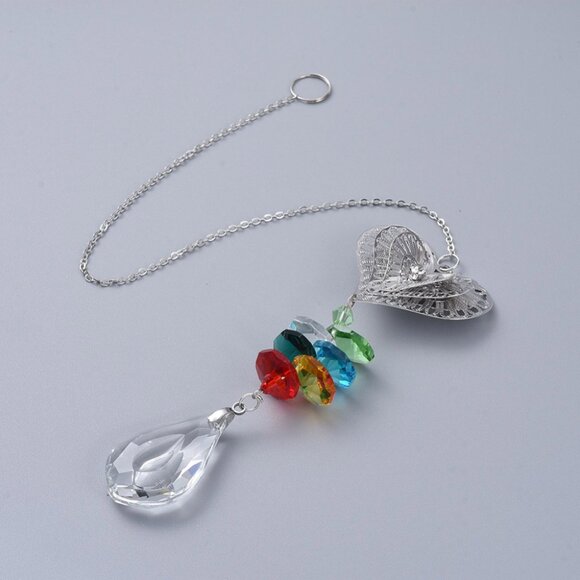 New Crystal Chandelier Style Glass Heart Prism Hanging Suncatcher - Picture 1 of 2